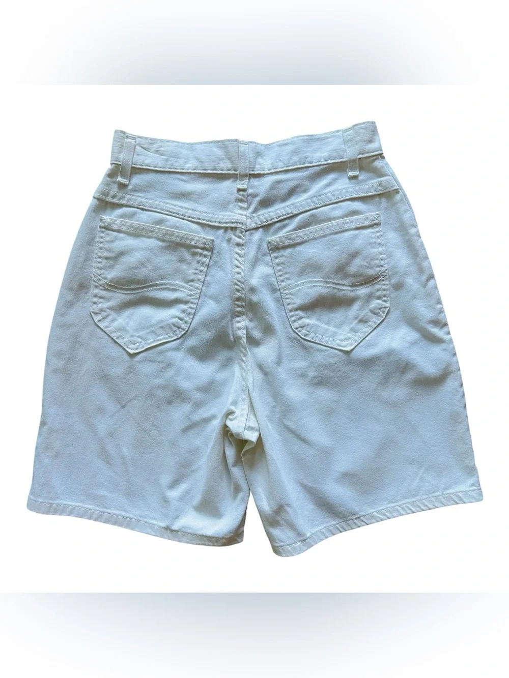 Vtg 80s 90s LEE White High Rise Denim Jean Mom Shorts Sz 6 Small Boho Summer